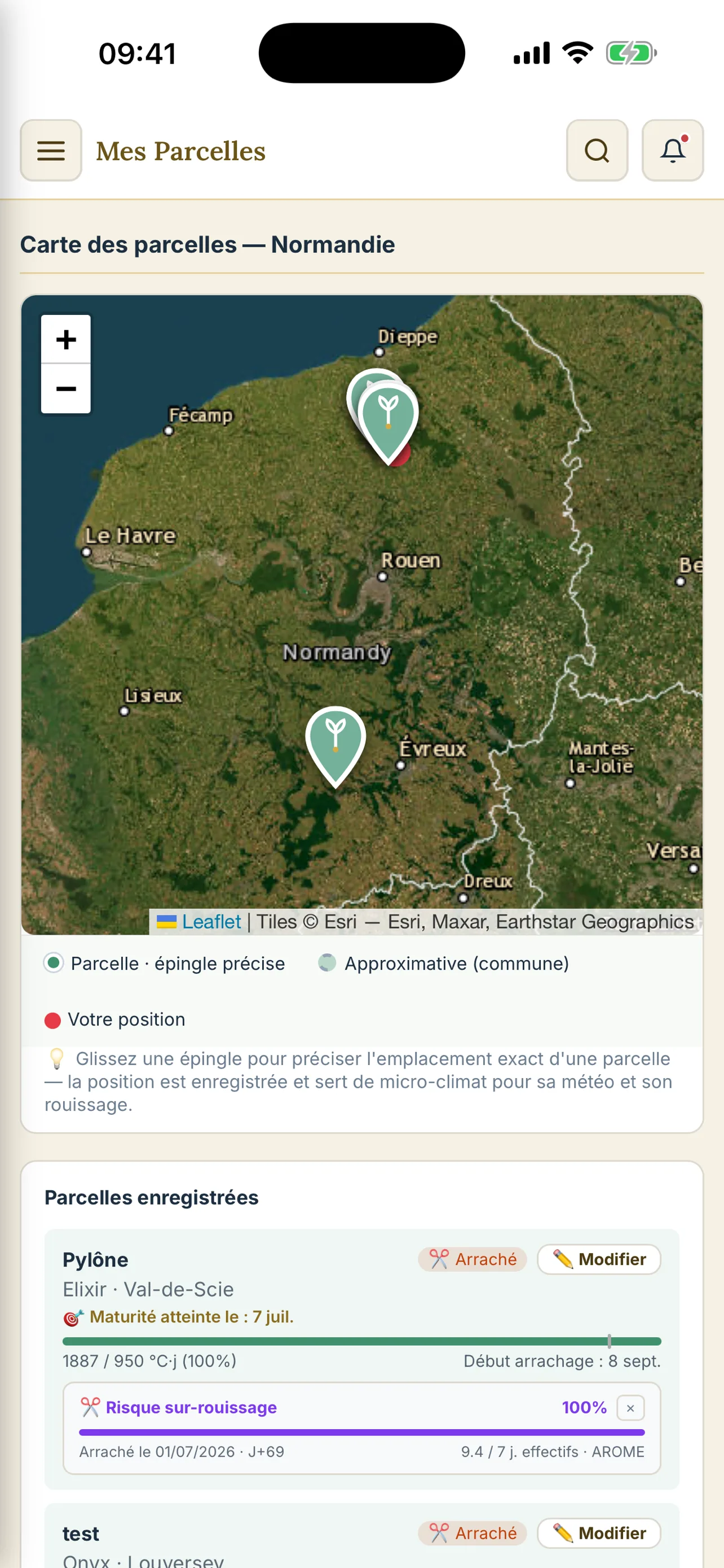 Météo par parcelle
